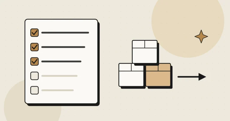 Ilustración de una lista de verificación y cajas en mudanza