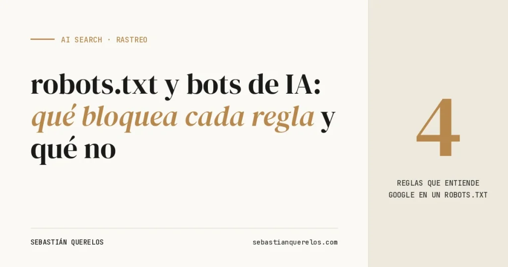 Portada: robots.txt y bots de IA, qué bloquea cada regla y qué no